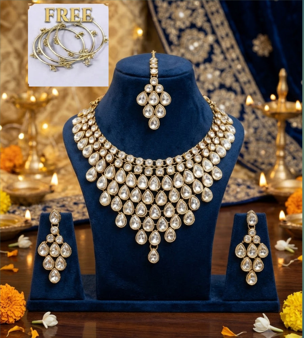 Alloy Gold Plated Jewellery Set+Free Bracelet