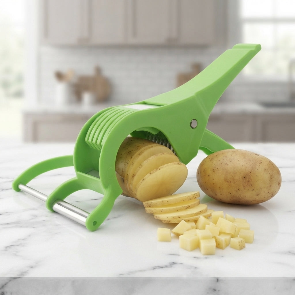 2 Vegetable Chopper + Cutter Combo with Stainless Steel Sharp Blades
