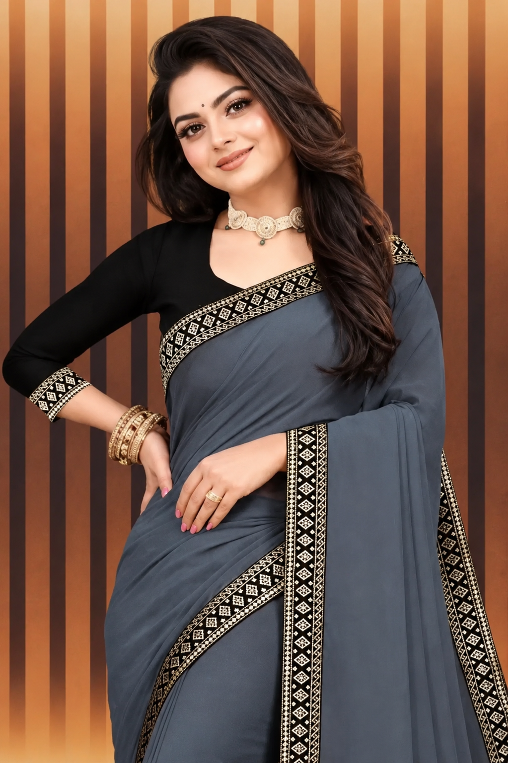 ✨ Soft Lycra Blend Solid Saree for Women | Elegant Border Design | Party & Festive Wear 💃