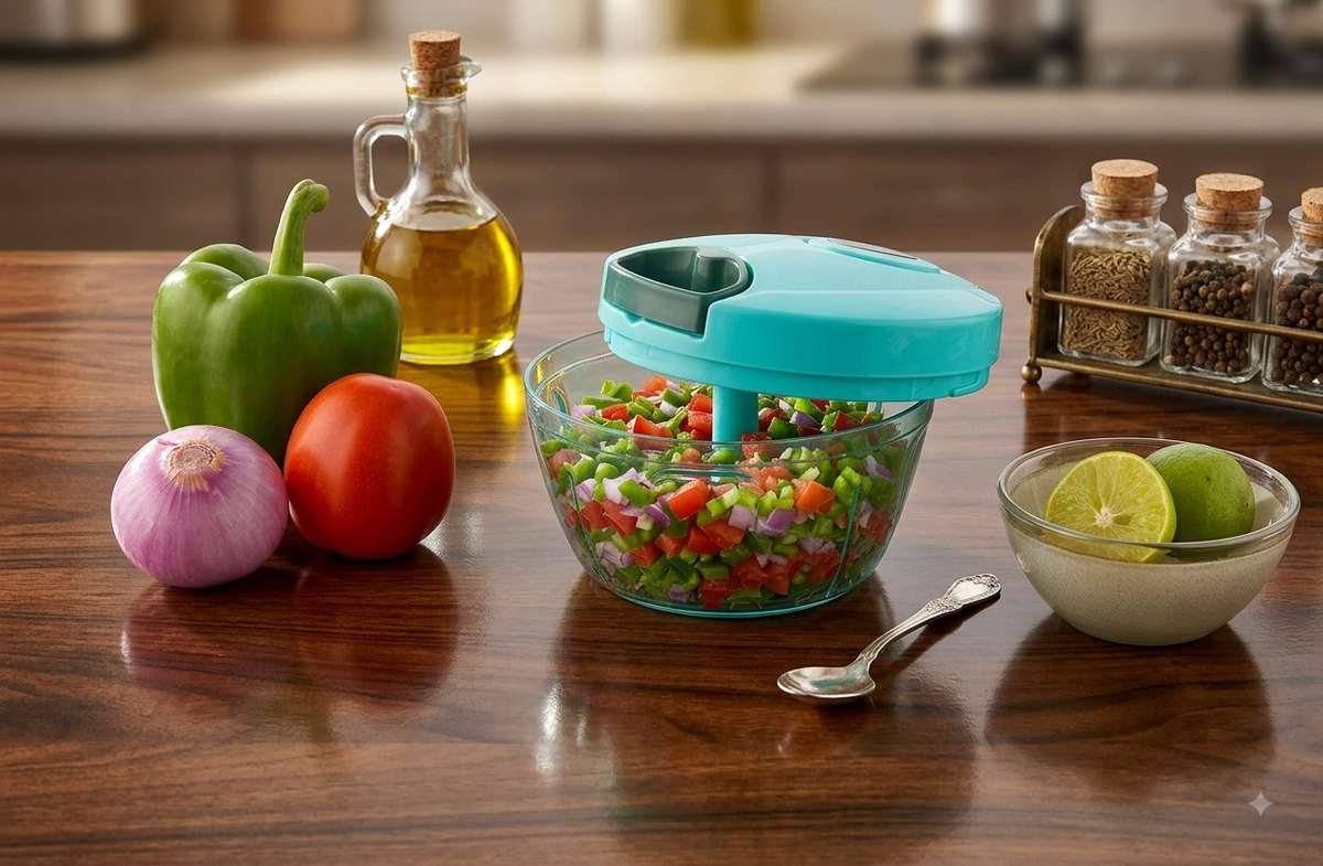 2 Vegetable Chopper + Cutter Combo with Stainless Steel Sharp Blades