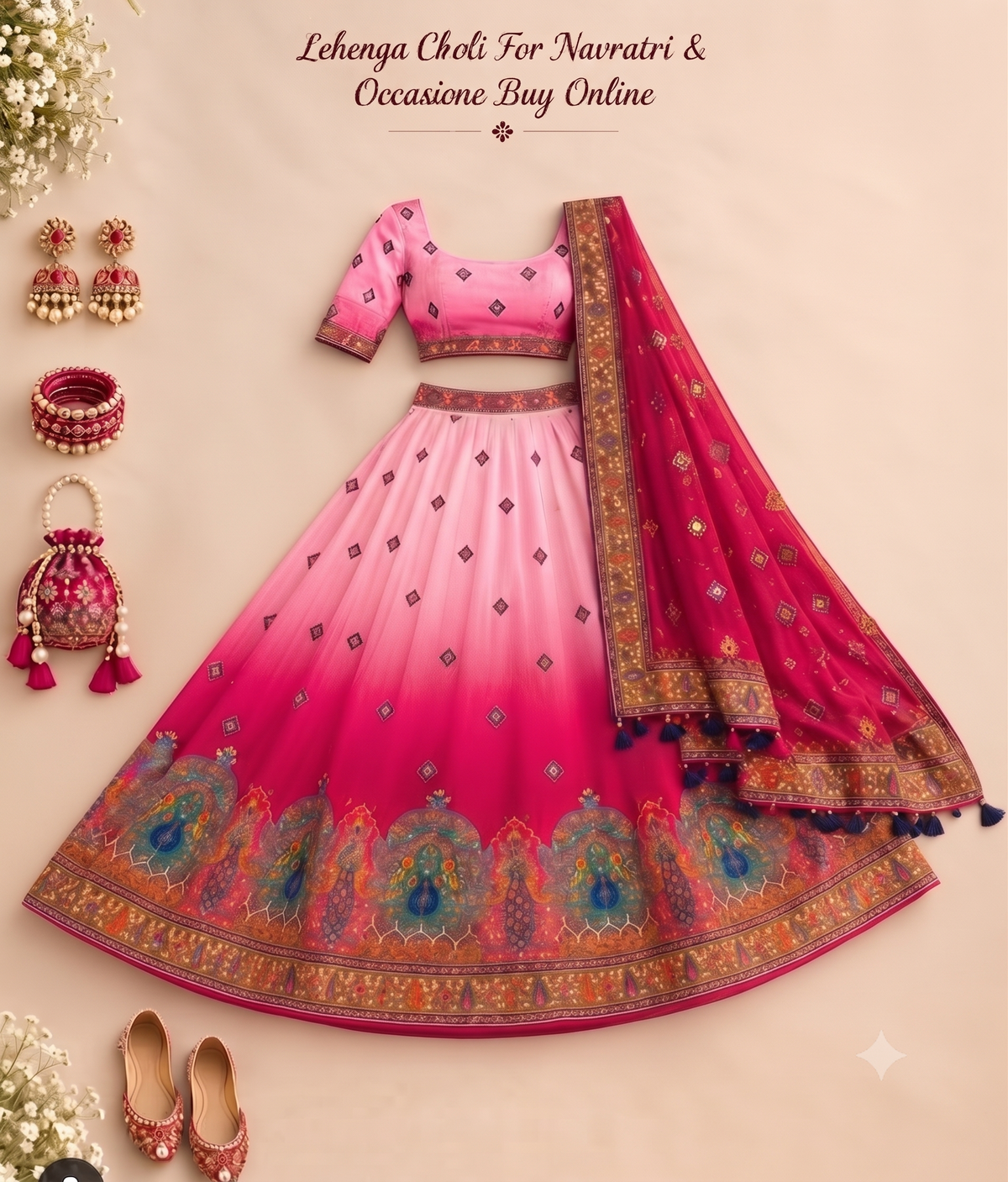 💃 Semi-Stitched Lehenga Choli+Dupatta