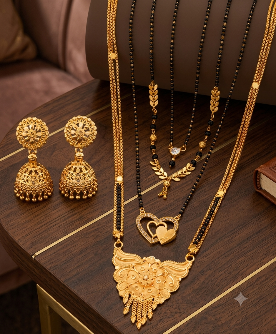 ✨ Brass Gold-Plated Mangalsutra Set