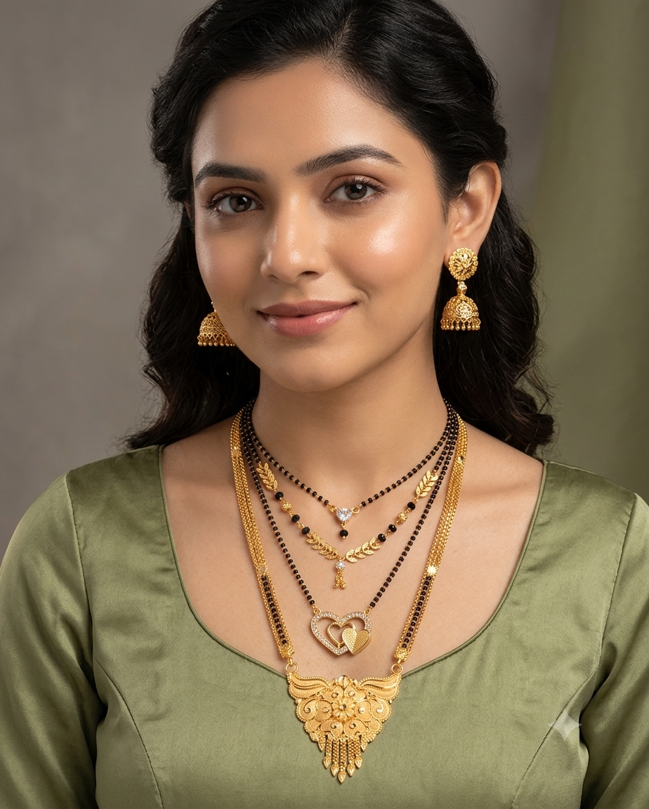 ✨ Brass Gold-Plated Mangalsutra Set
