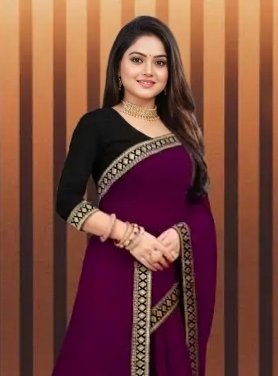 ✨ Soft Lycra Blend Solid Saree for Women | Elegant Border Design | Party & Festive Wear 💃