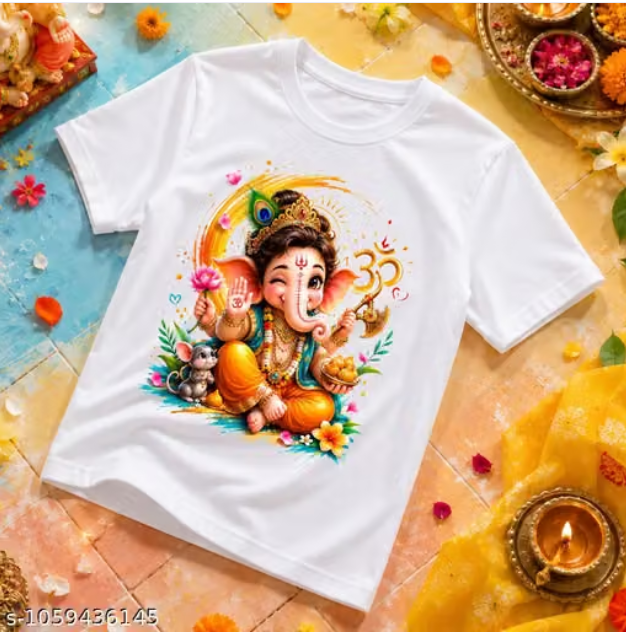 🙏 White Ganpati Bappa Morya Printed T-Shirt