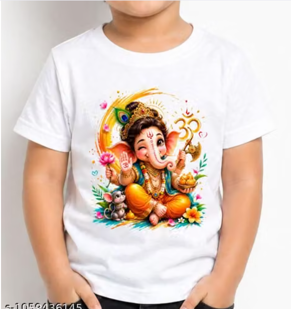 🙏 White Ganpati Bappa Morya Printed T-Shirt