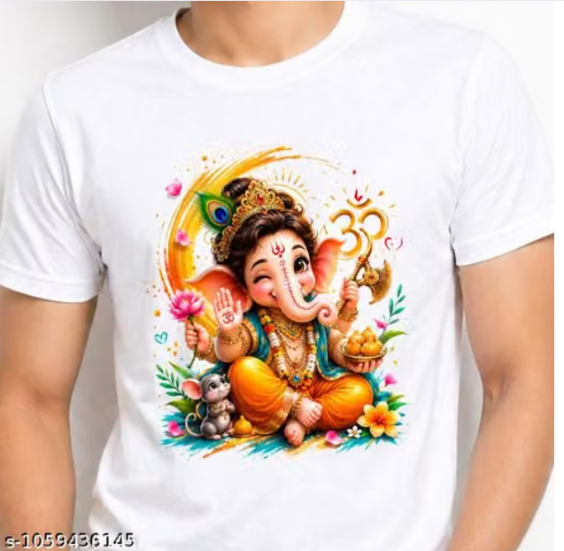 🙏 White Ganpati Bappa Morya Printed T-Shirt