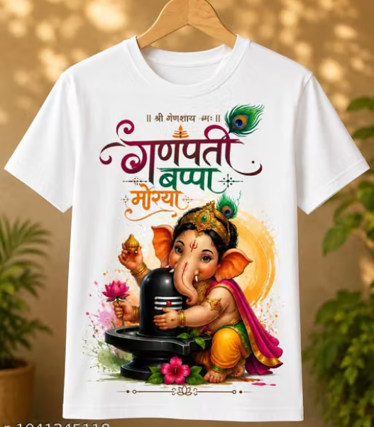 🙏 Aesthetic Ganpati Bappa Polyester T-Shirt