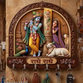 ✨ Radhe Radhe Wall Key Stand – 5 Hooks