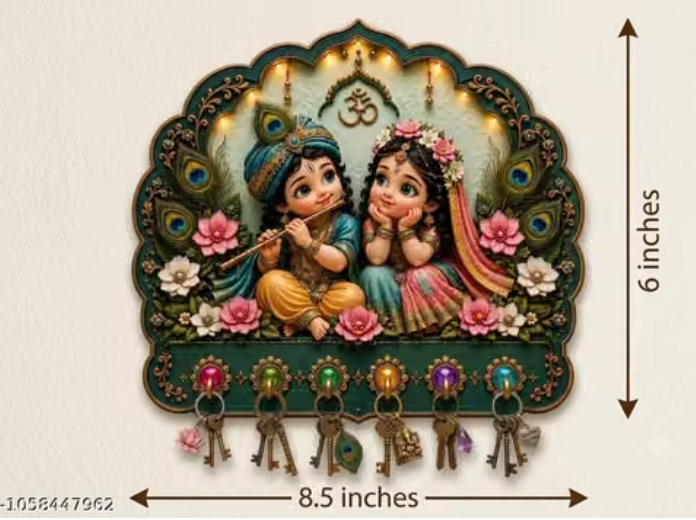 🏡 Beautiful Radha Krishna Wall Key Stand