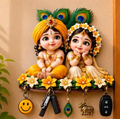 🙏 Cute Radhe Krishna Wooden Key Holder