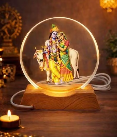 🪔 Radha Krishna Acrylic LED Night Lamp