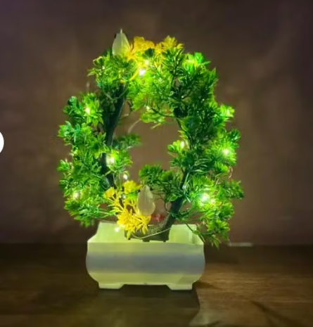 🌳 Artificial Bonsai Tree with LED & Sparrows