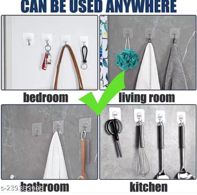 🪝 Waterproof Strong Adhesive Wall Hooks – Pack of 30
