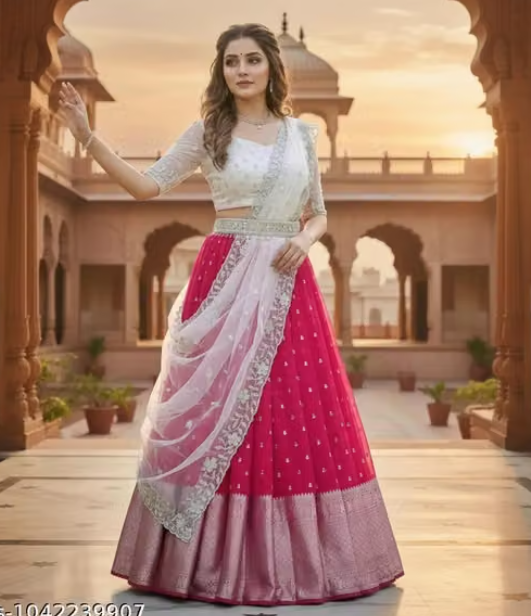 Silki Lehanga + Blouse Along With Banarashi Silk Duppta