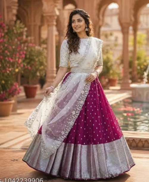Silki Lehanga + Blouse Along With Banarashi Silk Duppta