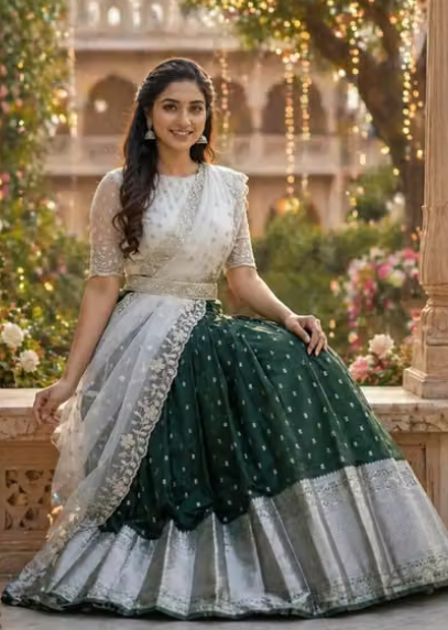Silki Lehanga + Blouse Along With Banarashi Silk Duppta