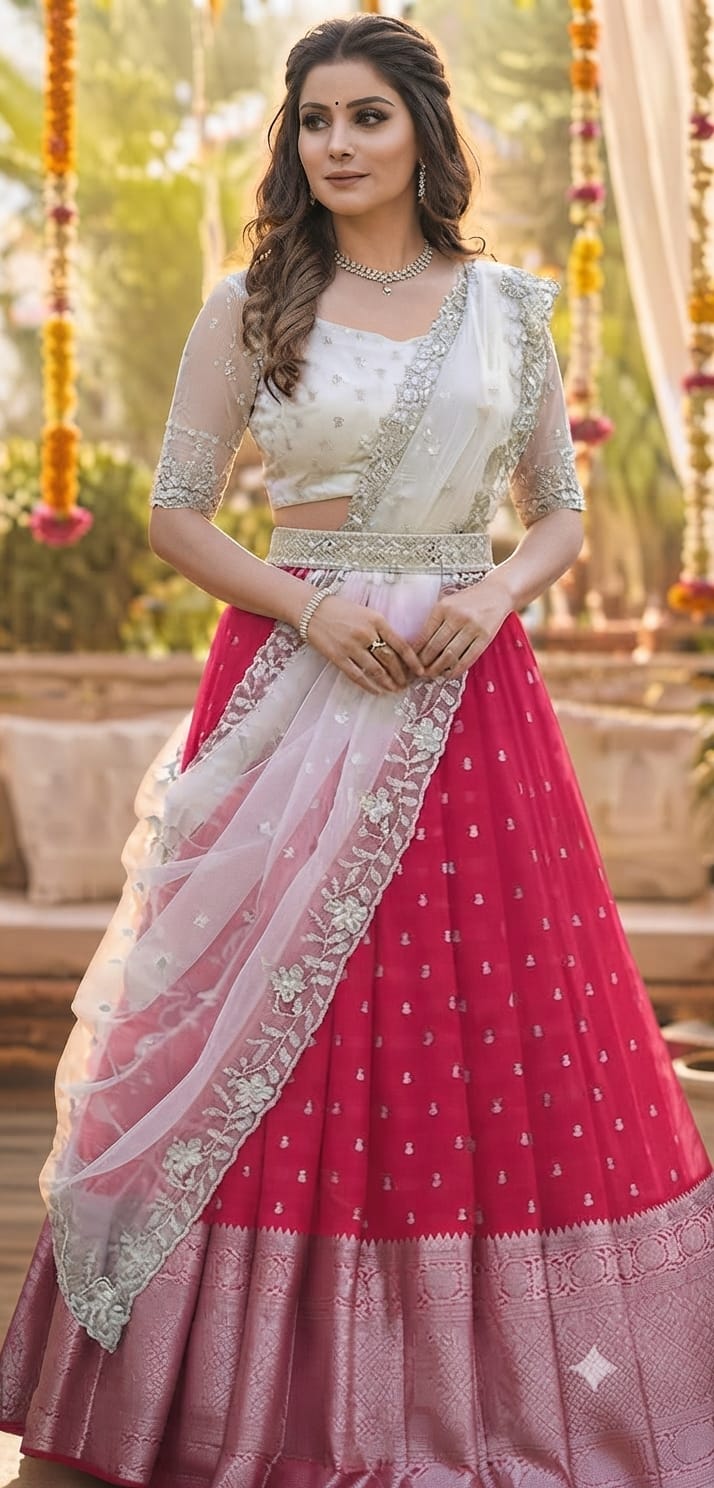 Silki Lehanga + Blouse Along With Banarashi Silk Duppta