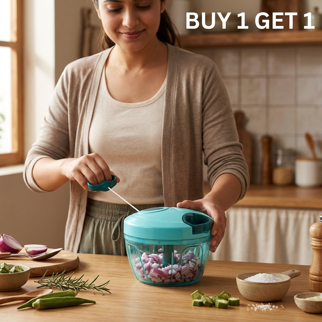 2 Vegetable Chopper + Cutter Combo with Stainless Steel Sharp Blades