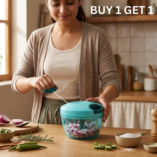 2 Vegetable Chopper + Cutter Combo with Stainless Steel Sharp Blades