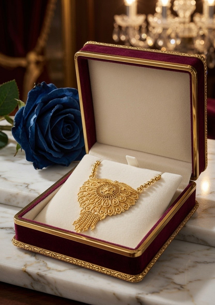 💛 Long Gold Plated Mala with Moti Design