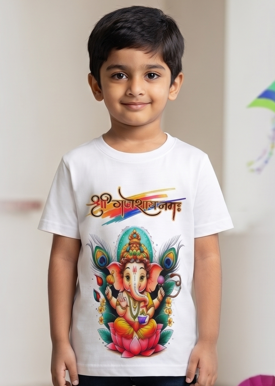 🙏 Ganesh Ji Printed T-Shirt for Kids