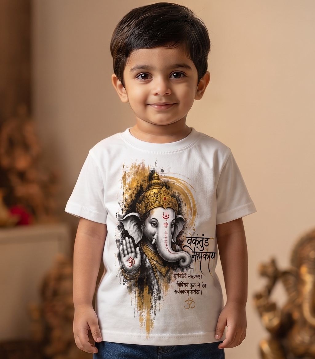 🙏 Boys Ganpati Bappa Morya Printed T-Shirt
