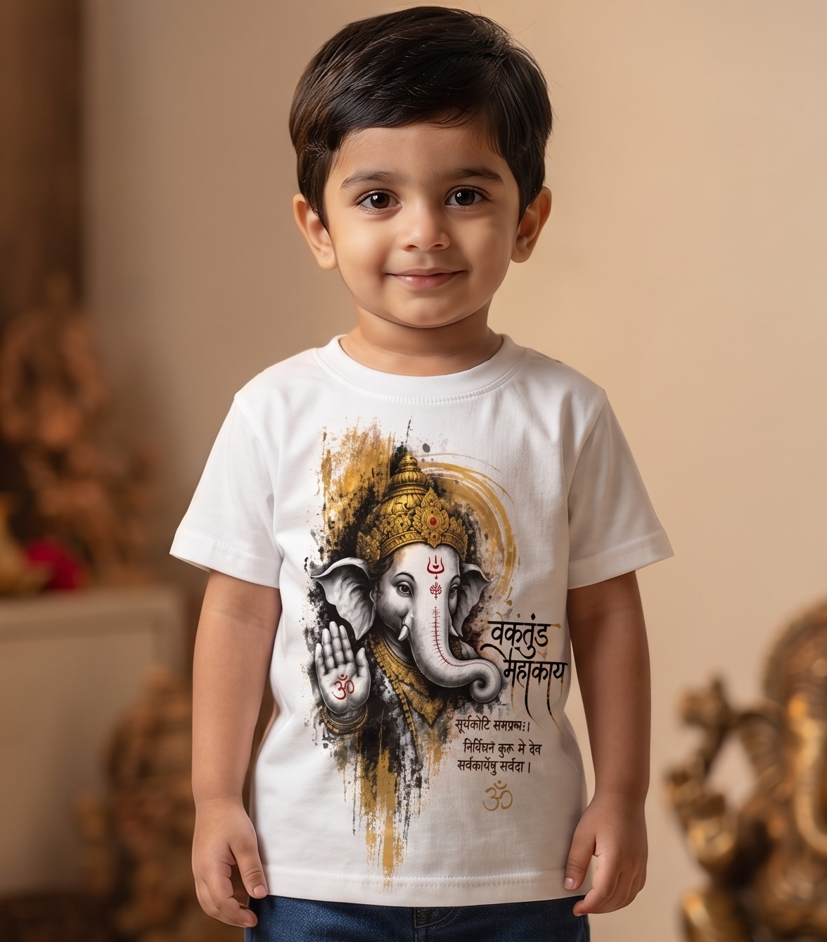 🙏 Boys Ganpati Bappa Morya Printed T-Shirt